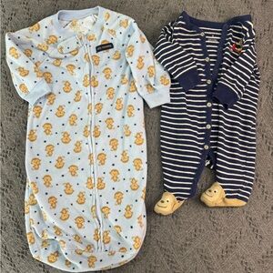 Blue Monkey Print Baby Sleep Sack & Carters Long Sleeve Outfit